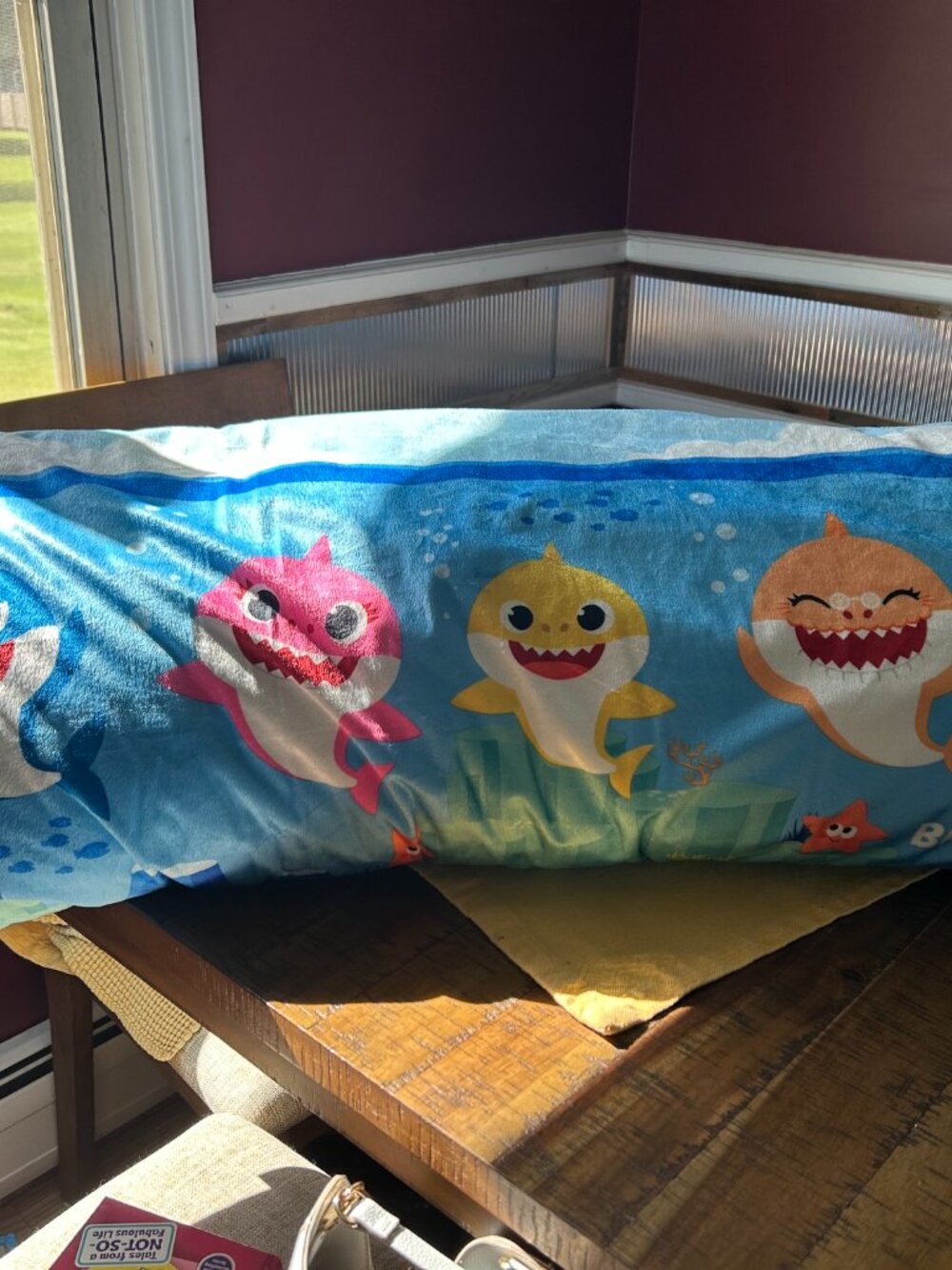 Baby Shark pinkfong   children's   Body pillow   back is a solid blue color  44x